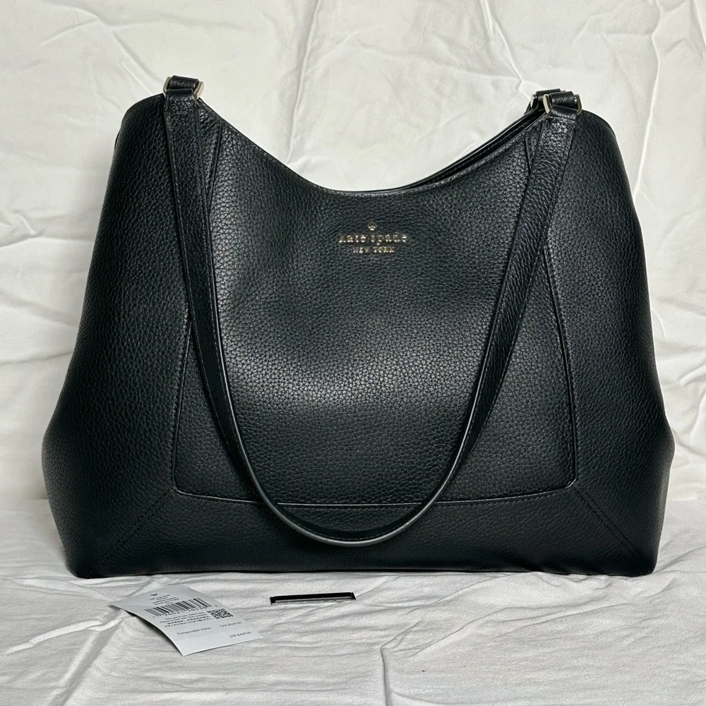 KATE SPADE NEW YORK LENA large triple compartment shoulder bag pebble leather